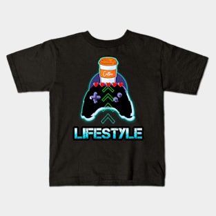 Lifestyle Coffee Gamer Quote Kids T-Shirt